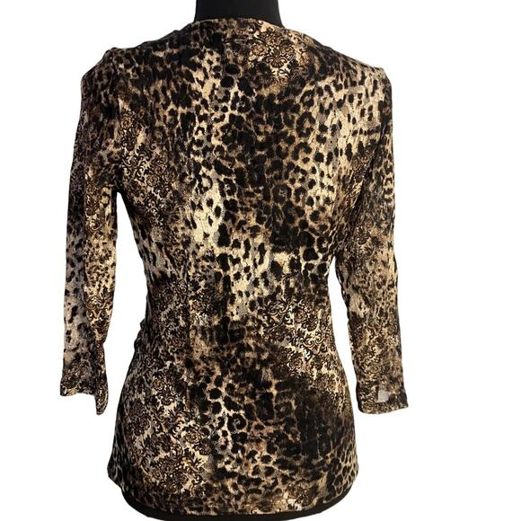 Chico's Brown and Tan V-Neck Wrap Blouse (Size 0) - Picture 10 of 11